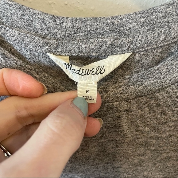Madewell Mixed Grey Knot Back Short Sleeve Tee - Picture 8 of 10